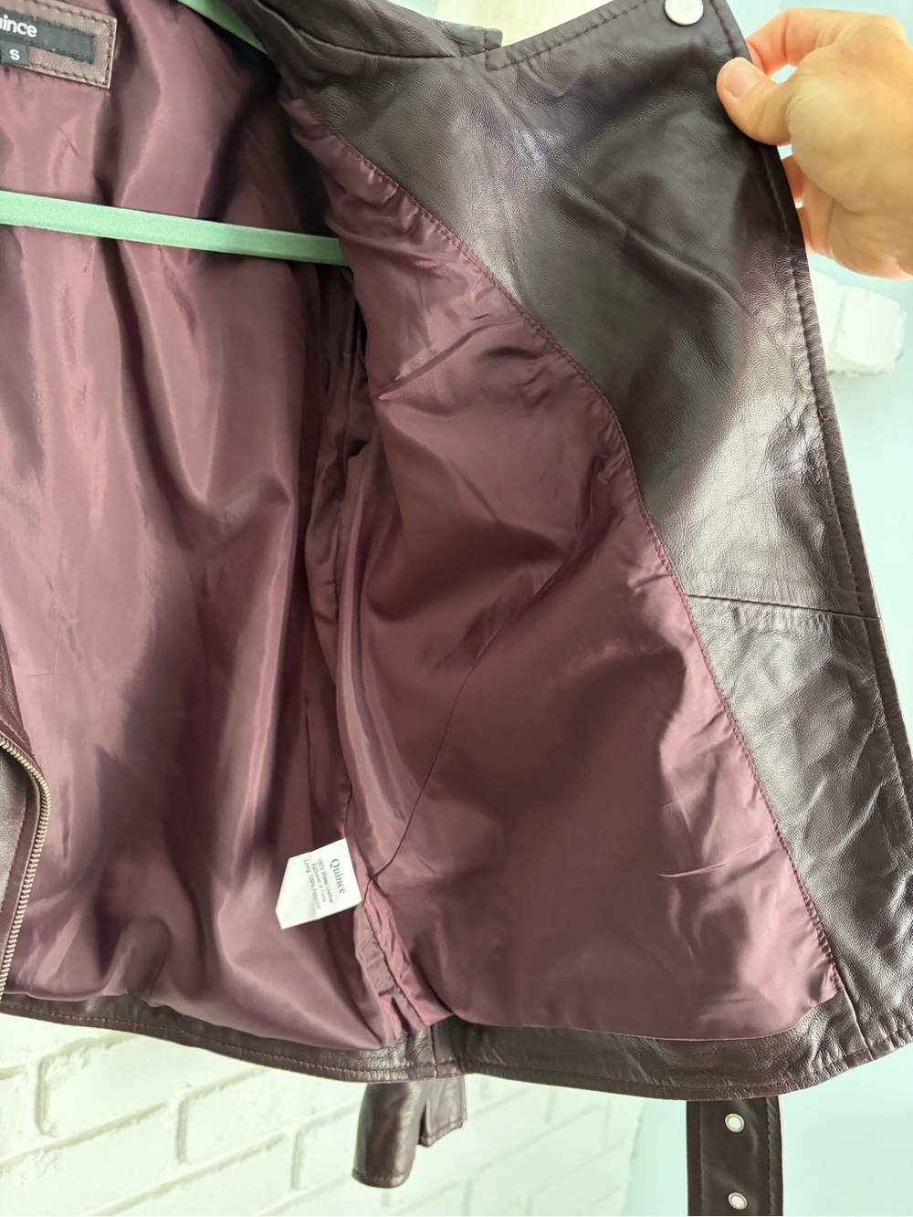 Quince Chocolate Brown Leather Moto Jacket - Picture 4 of 6